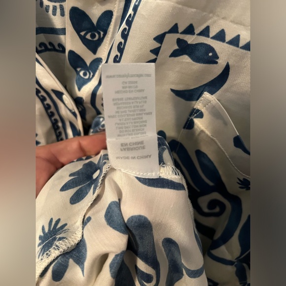 ANTHROPOLOGY Corey Lynn Calter Blue Rayon Print Mini Shirt Dress Size Small - Picture 9 of 9